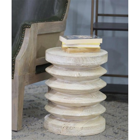 Gfancy Fixtures Modern Natural Mango Accordian Style Wood Side Table Whitewash GF3673552